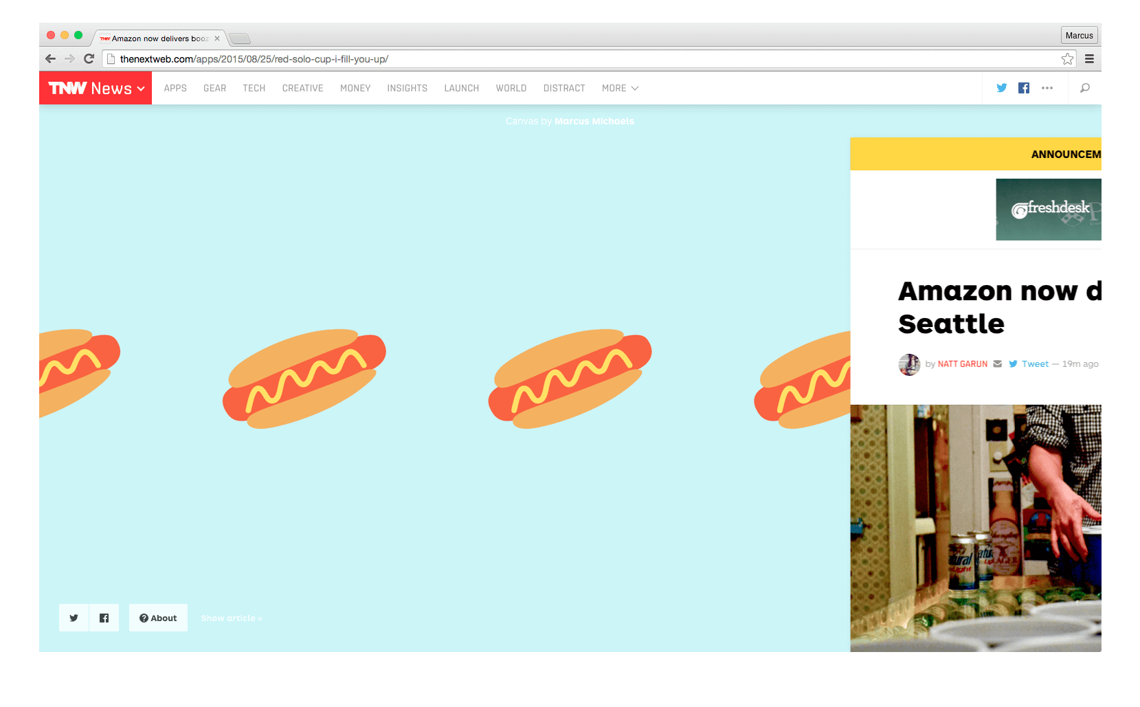 Hot Dog Squiggle on The Next Web's Canvas