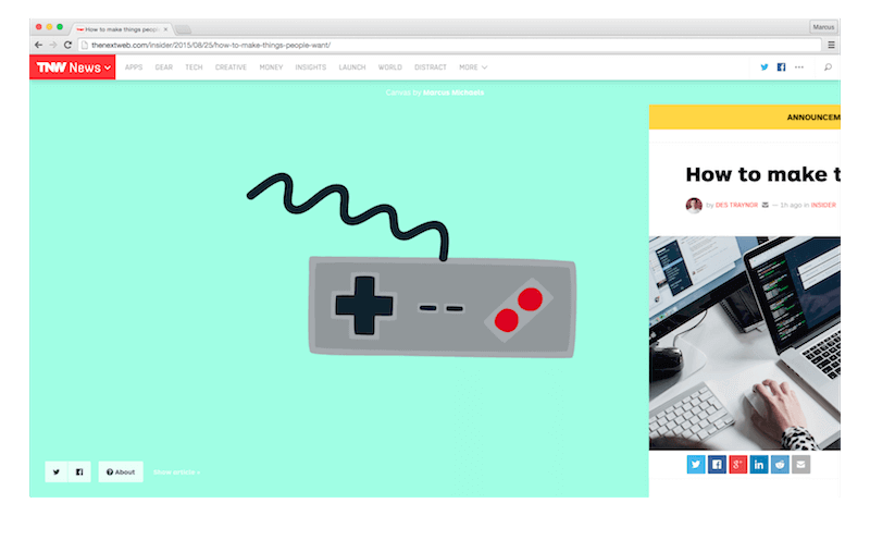 NES Squiggle on The Next Web's Canvas