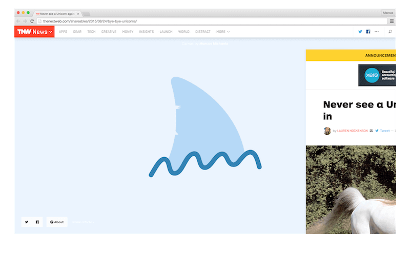 Shark Squiggle on The Next Web's Canvas